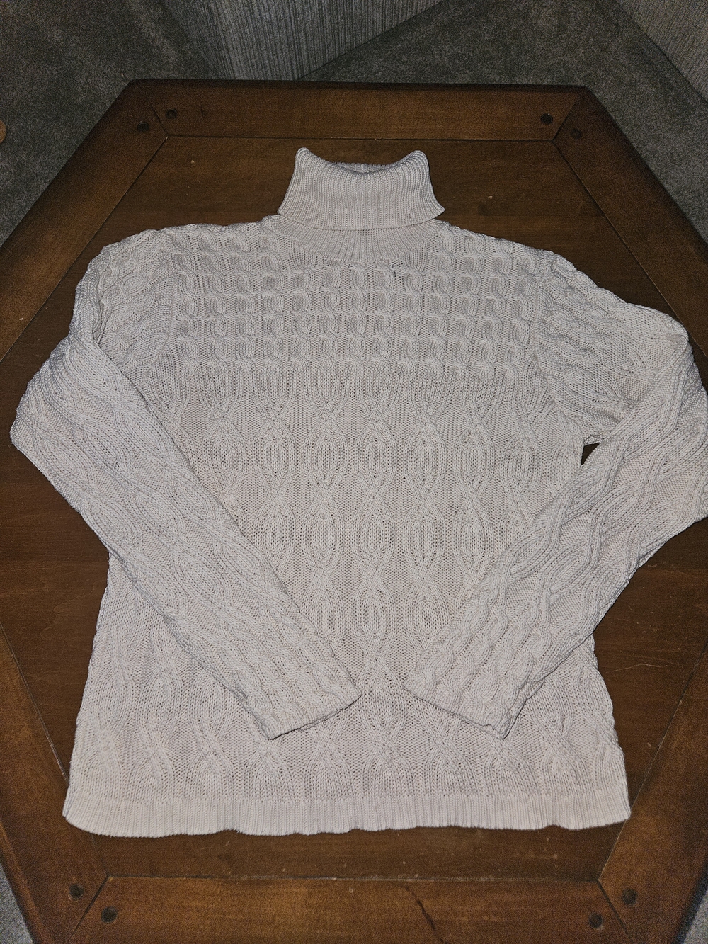 100% Cotton Cream Cable Knit Turtleneck Sweater